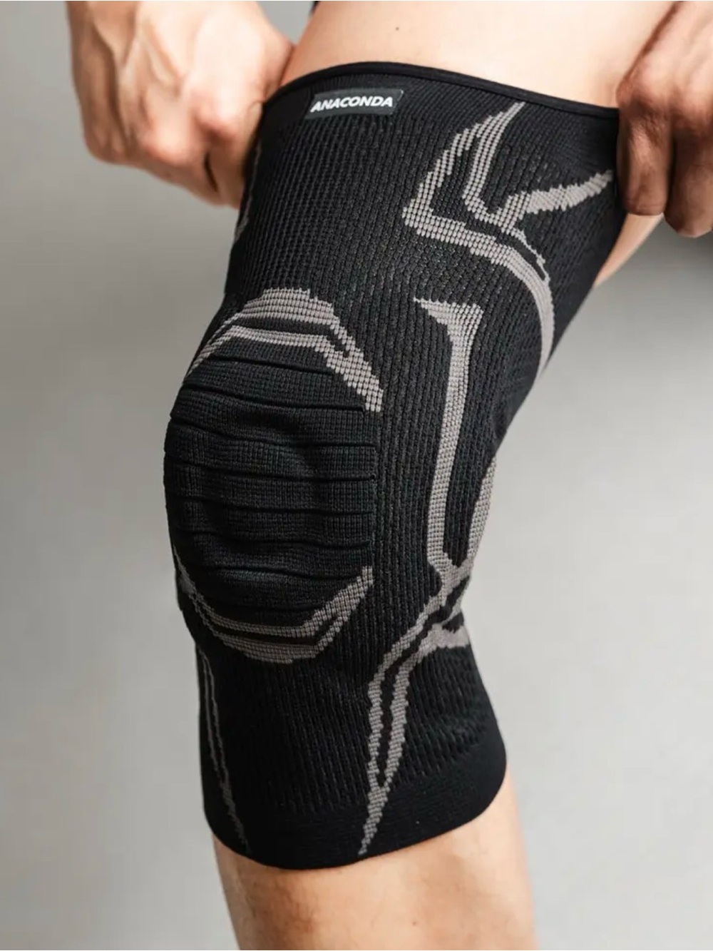 Anaconda Black Knee Sleeve brace with Grey Support Zones